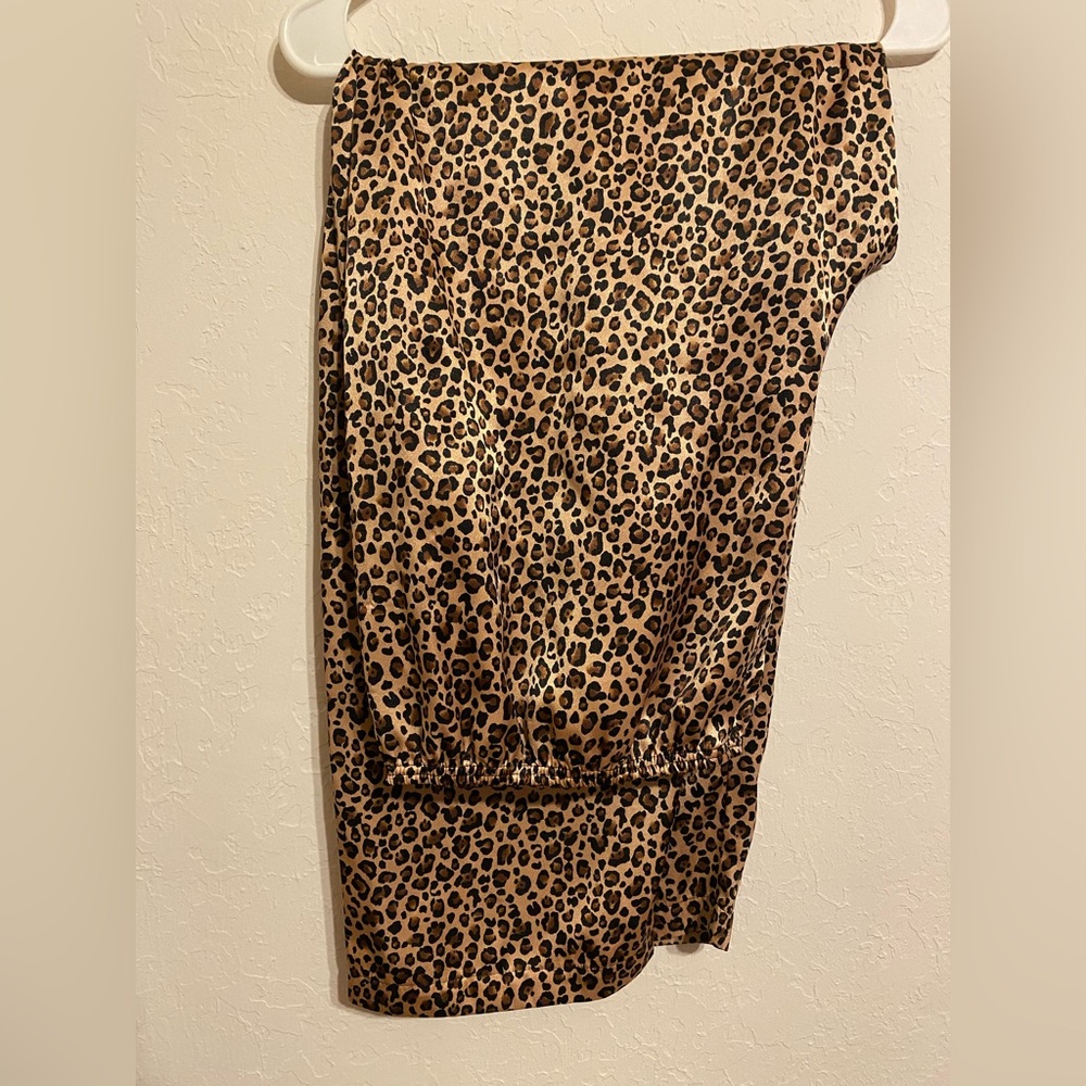 Leopard Print Satin Pants